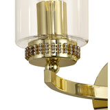 Elegant Gold Wall Lamp with Clear Crystal Accents, Dual E14 Sockets