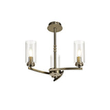 Elegant Antique Brass Pendant Chandelier with Clear Crystal Accents