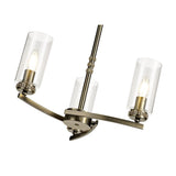 Elegant Antique Brass Pendant Chandelier with Clear Crystal Accents