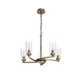 Elegant Antique Brass and Crystal Semi-Flush Ceiling Light, 5-Light E14 Fixture