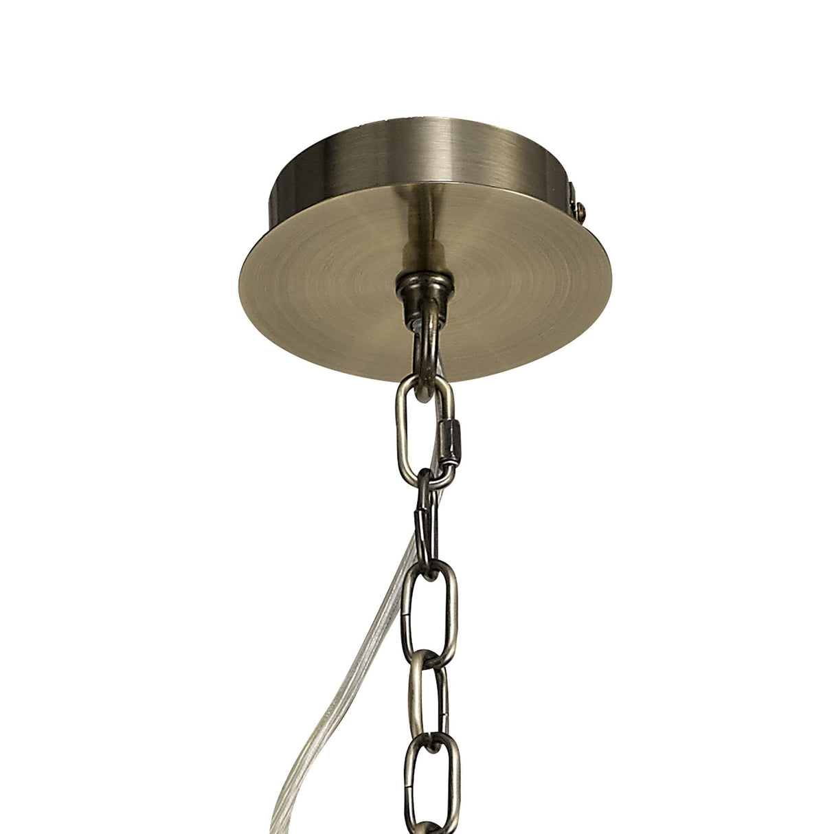 Elegant Antique Brass and Crystal Semi-Flush Ceiling Light, 5-Light E14 Fixture