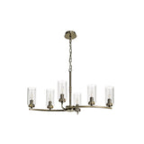 Antique Brass Pendant/Semi Flush Ceiling Light with Clear Crystals, 6-Light E14