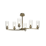 Antique Brass Pendant/Semi Flush Ceiling Light with Clear Crystals, 6-Light E14