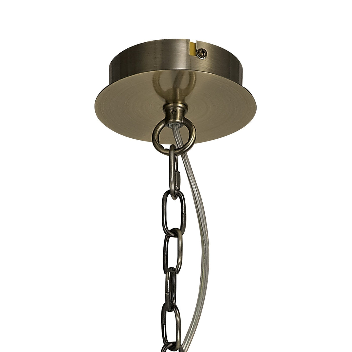Antique Brass Pendant/Semi Flush Ceiling Light with Clear Crystals, 6-Light E14