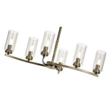 Antique Brass Pendant/Semi Flush Ceiling Light with Clear Crystals, 6-Light E14