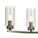 Antique Brass Pendant/Semi Flush Ceiling Light with Clear Crystals, 6-Light E14