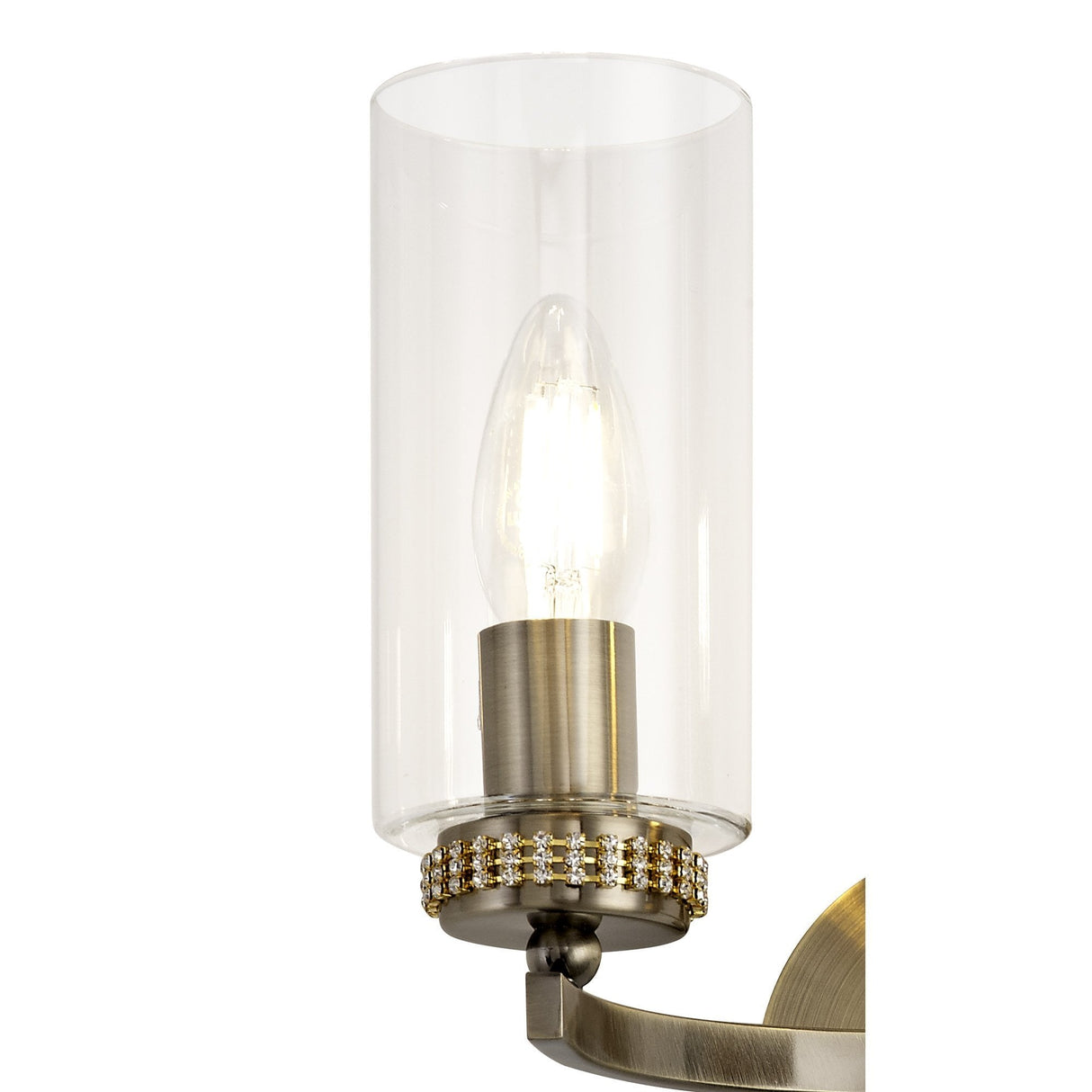 Antique Brass Wall Sconce with Clear Crystal Accents and Rocker Switch