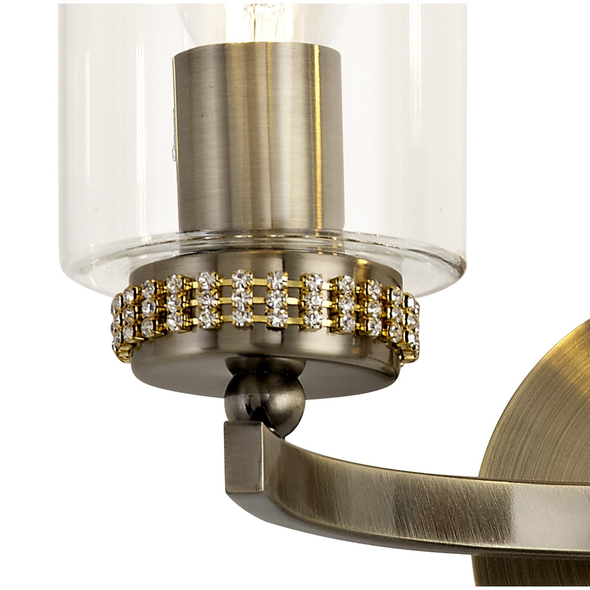 Antique Brass Wall Sconce with Clear Crystal Accents and Rocker Switch