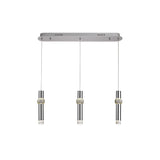Polished Chrome Linear Pendant with Clear/Frosted Shades, 3 x 5W LED, 3000K Warm White, 3-Year Warranty