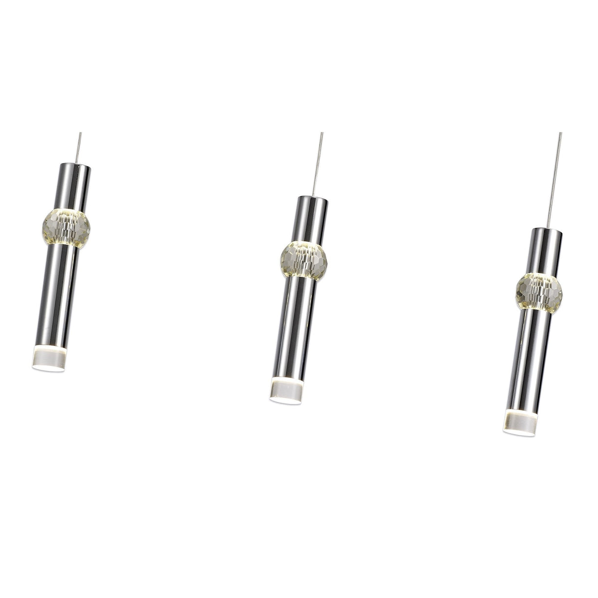 Polished Chrome Linear Pendant with Clear/Frosted Shades, 3 x 5W LED, 3000K Warm White, 3-Year Warranty
