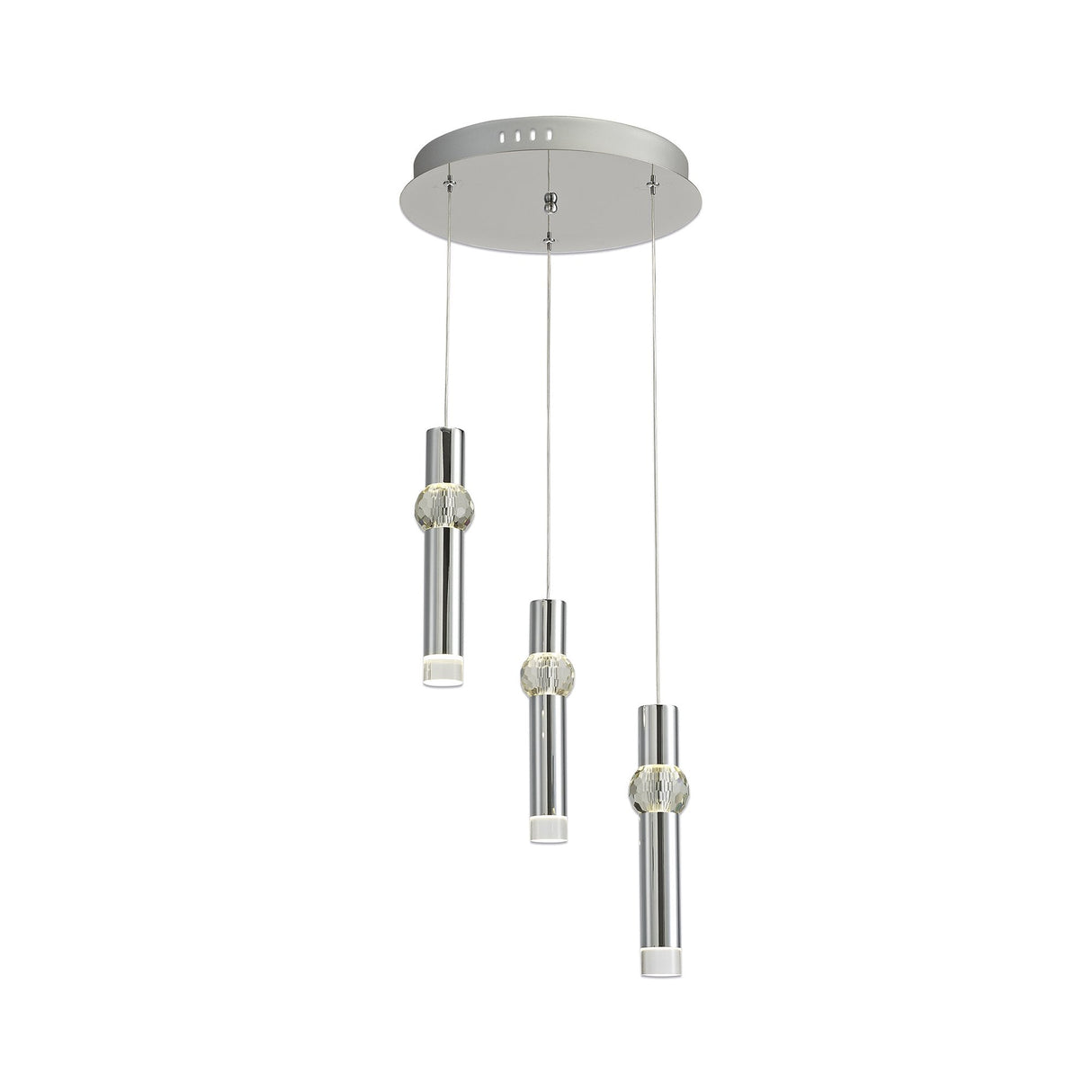 Elegant Triple Pendant Light in Polished Chrome with Clear/Frosted Shade, 3 x 5W LED, 3000K Warm White, 3-Year Warranty