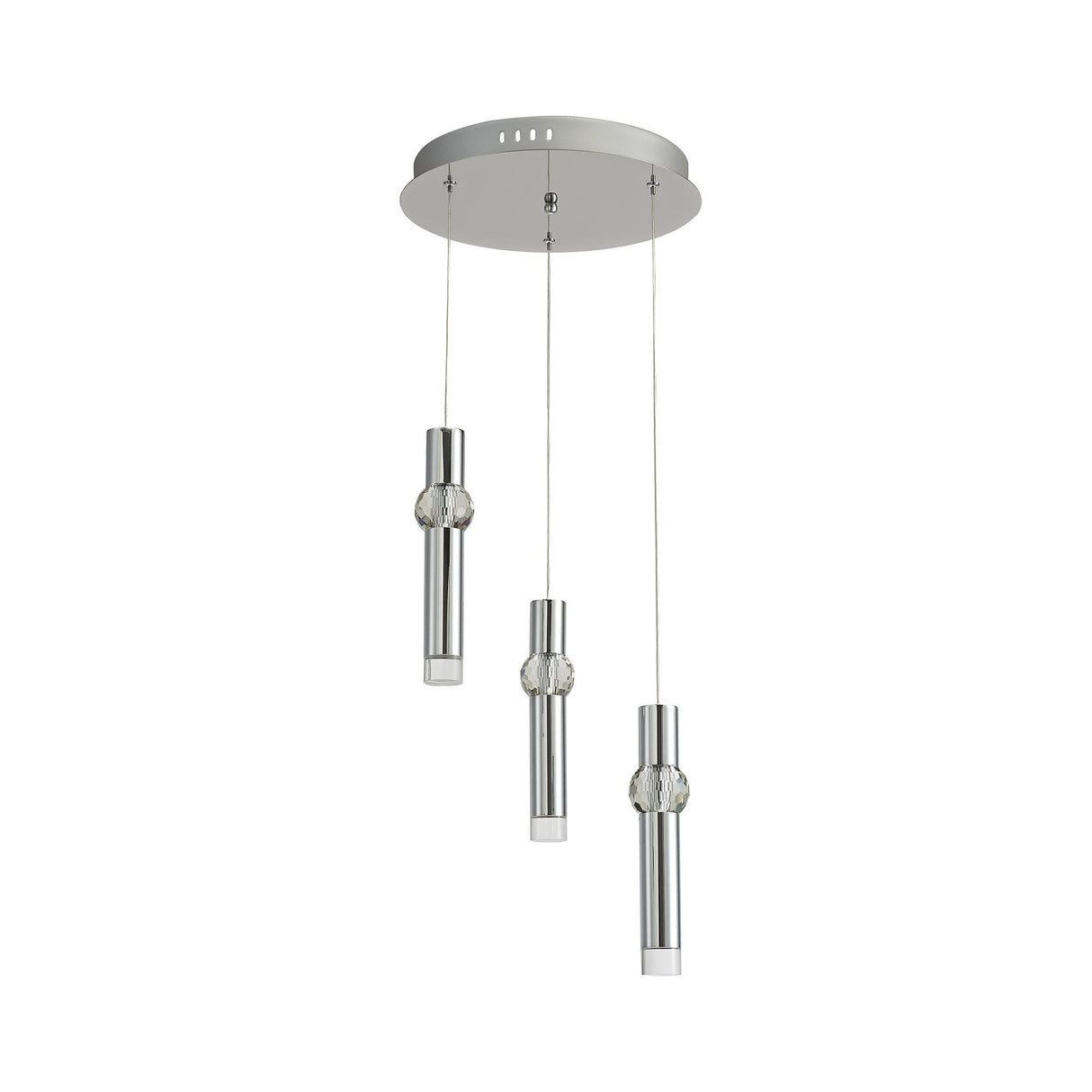 Elegant Triple Pendant Light in Polished Chrome with Clear/Frosted Shade, 3 x 5W LED, 3000K Warm White, 3-Year Warranty