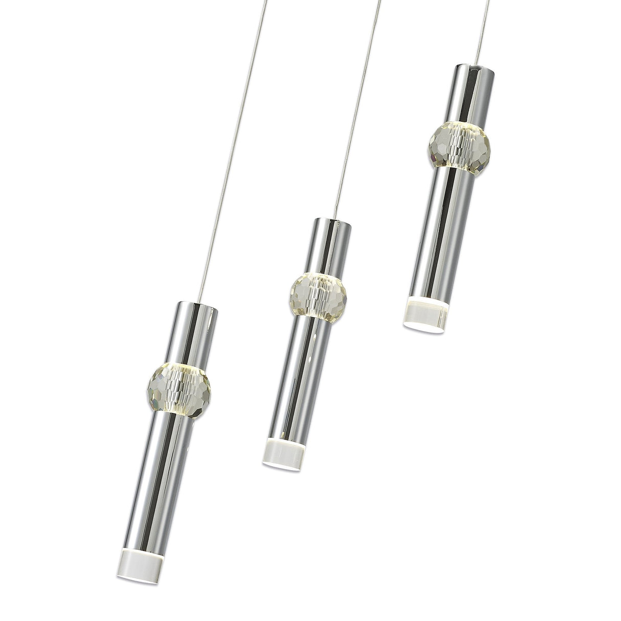 Elegant Triple Pendant Light in Polished Chrome with Clear/Frosted Shade, 3 x 5W LED, 3000K Warm White, 3-Year Warranty