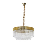 Elegant Brass and Glass 12-Light Round Pendant Chandelier