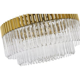 Elegant Brass and Glass 12-Light Round Pendant Chandelier