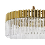 Elegant Brass and Glass 12-Light Round Pendant Chandelier