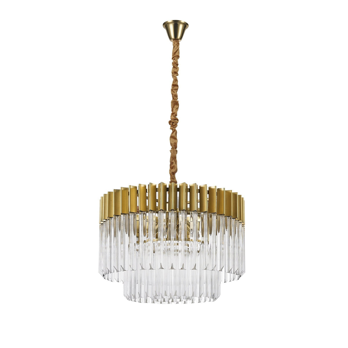 Elegant Brass & Glass 8-Light Pendant Chandelier