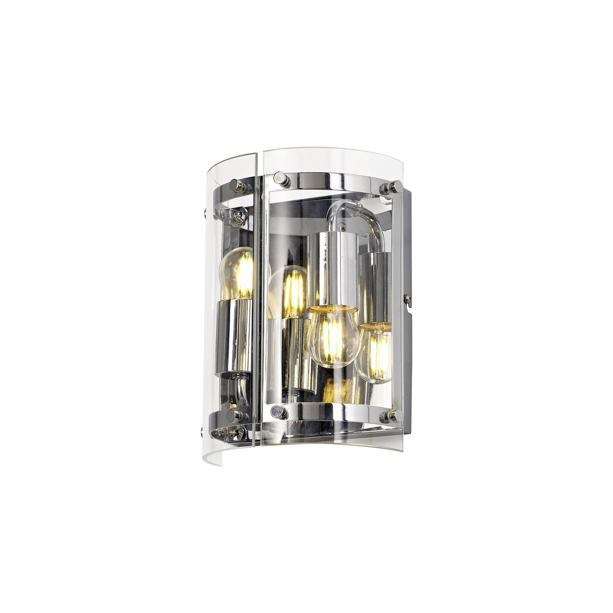 Polished Chrome Dual Light Wall Fixture with Clear Shades