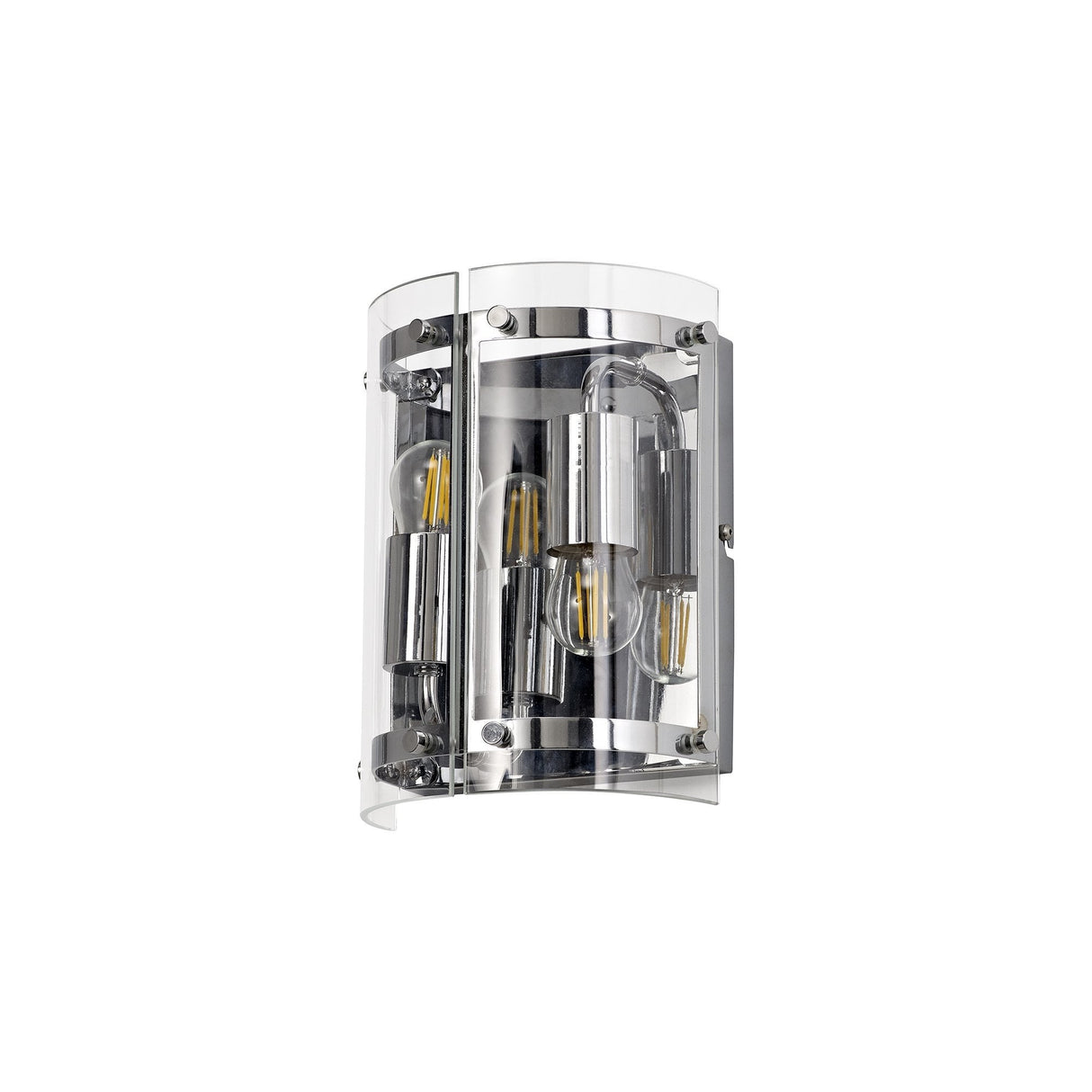 Polished Chrome Dual Light Wall Fixture with Clear Shades