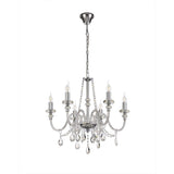 Elegant Polished Chrome & Crystal 6-Light Chandelier Pendant