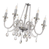 Elegant Polished Chrome & Crystal 6-Light Chandelier Pendant