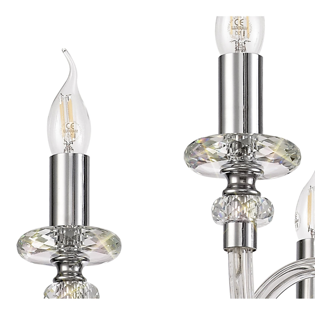 Elegant Polished Chrome & Crystal 6-Light Chandelier Pendant