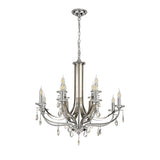 Stunning 12-Light Crystal Pendant in Polished Chrome and Satin Nickel Finish