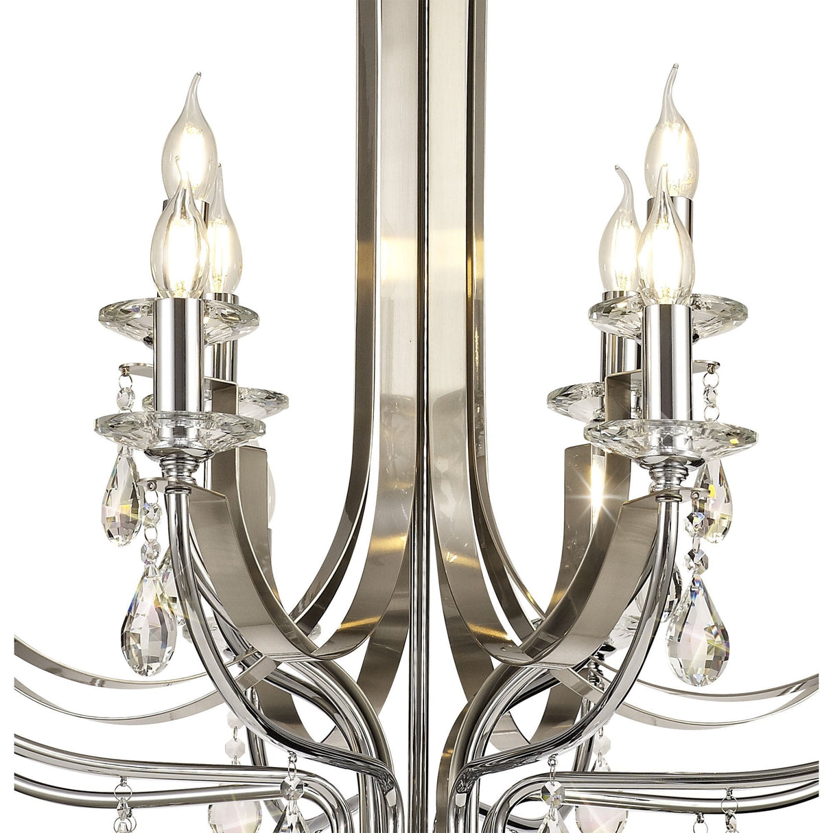 Stunning 12-Light Crystal Pendant in Polished Chrome and Satin Nickel Finish