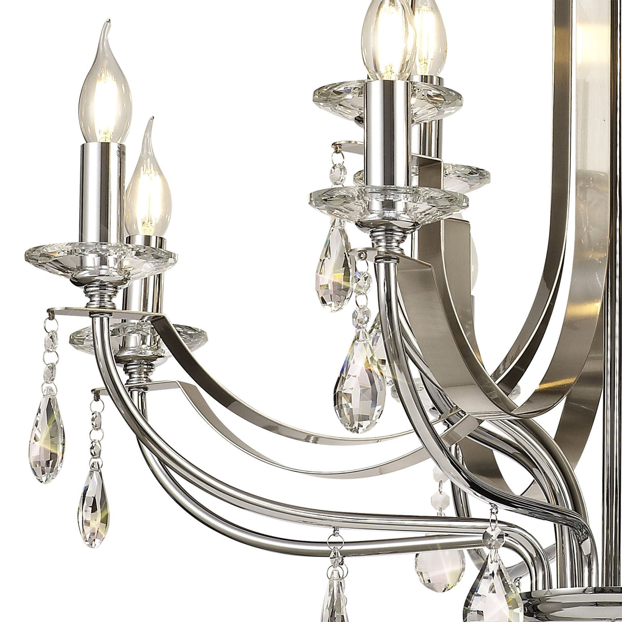 Stunning 12-Light Crystal Pendant in Polished Chrome and Satin Nickel Finish