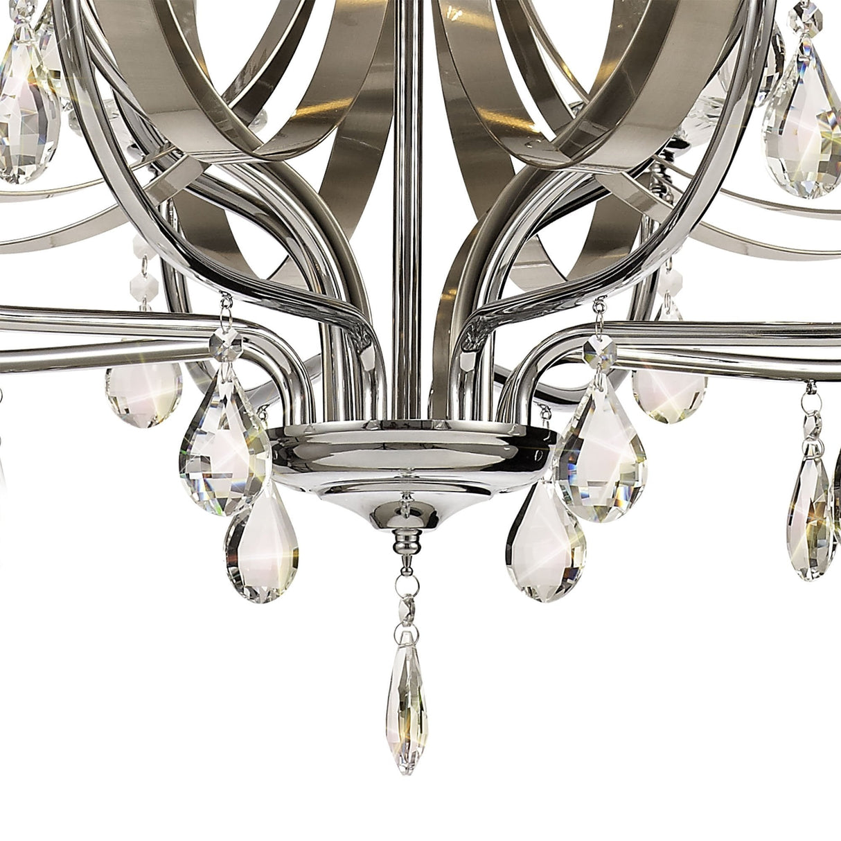Stunning 12-Light Crystal Pendant in Polished Chrome and Satin Nickel Finish