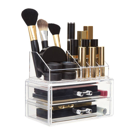 9 Compartment Cosmetics Ps Organiser With 2 Drawers