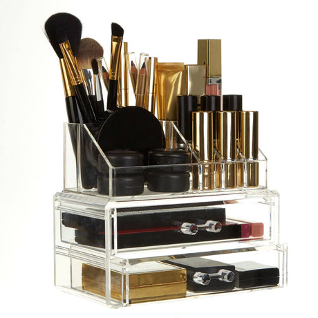 9 Compartment Cosmetics Ps Organiser With 2 Drawers