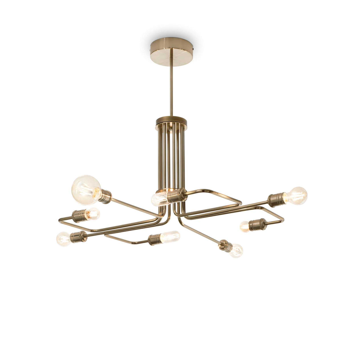 Radiant Brass Elegance: 8-Bulb Triumph Pendant Light