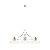 Sleek Linear Pendant with 38cm Clear Glass Shade, Polished Nickel Finish - Fits 3 x E27 Bulbs