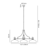 Sleek Linear Pendant with 38cm Clear Glass Shade, Polished Nickel Finish - Fits 3 x E27 Bulbs