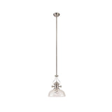 Elegant Pendant Light with 30cm Clear Glass Shade and Polished Nickel Finish, 1 x E27