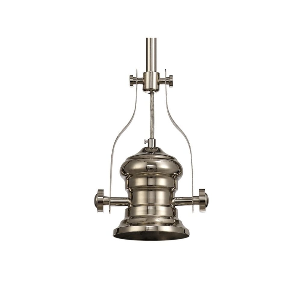 Elegant Pendant Light with 30cm Clear Glass Shade and Polished Nickel Finish, 1 x E27