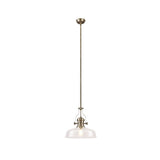 Elegant Pendant Light with 38cm Clear Glass Shade and Polished Nickel Finish