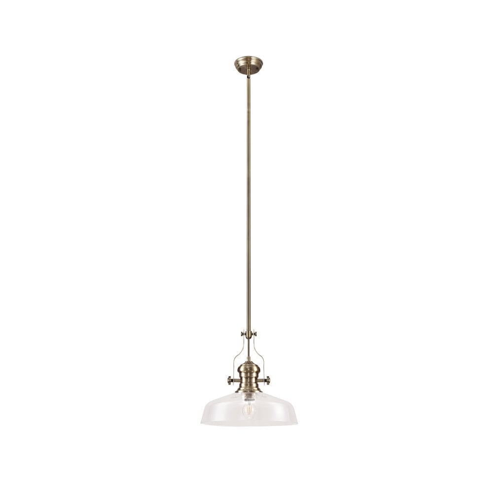Elegant Pendant Light with 38cm Clear Glass Shade and Polished Nickel Finish