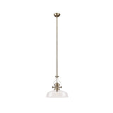 Elegant Pendant Light with 38cm Clear Glass Shade and Polished Nickel Finish