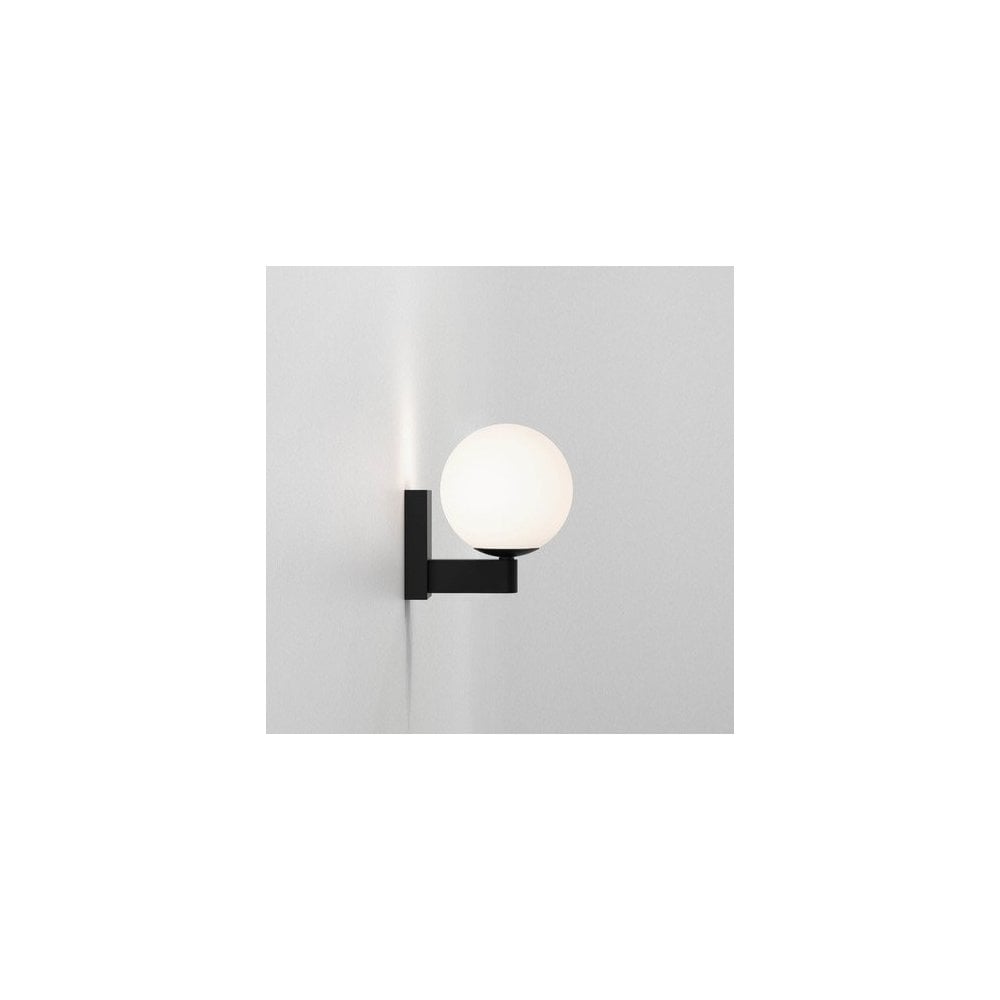 Matte Black Opal Globe Wall Sconce