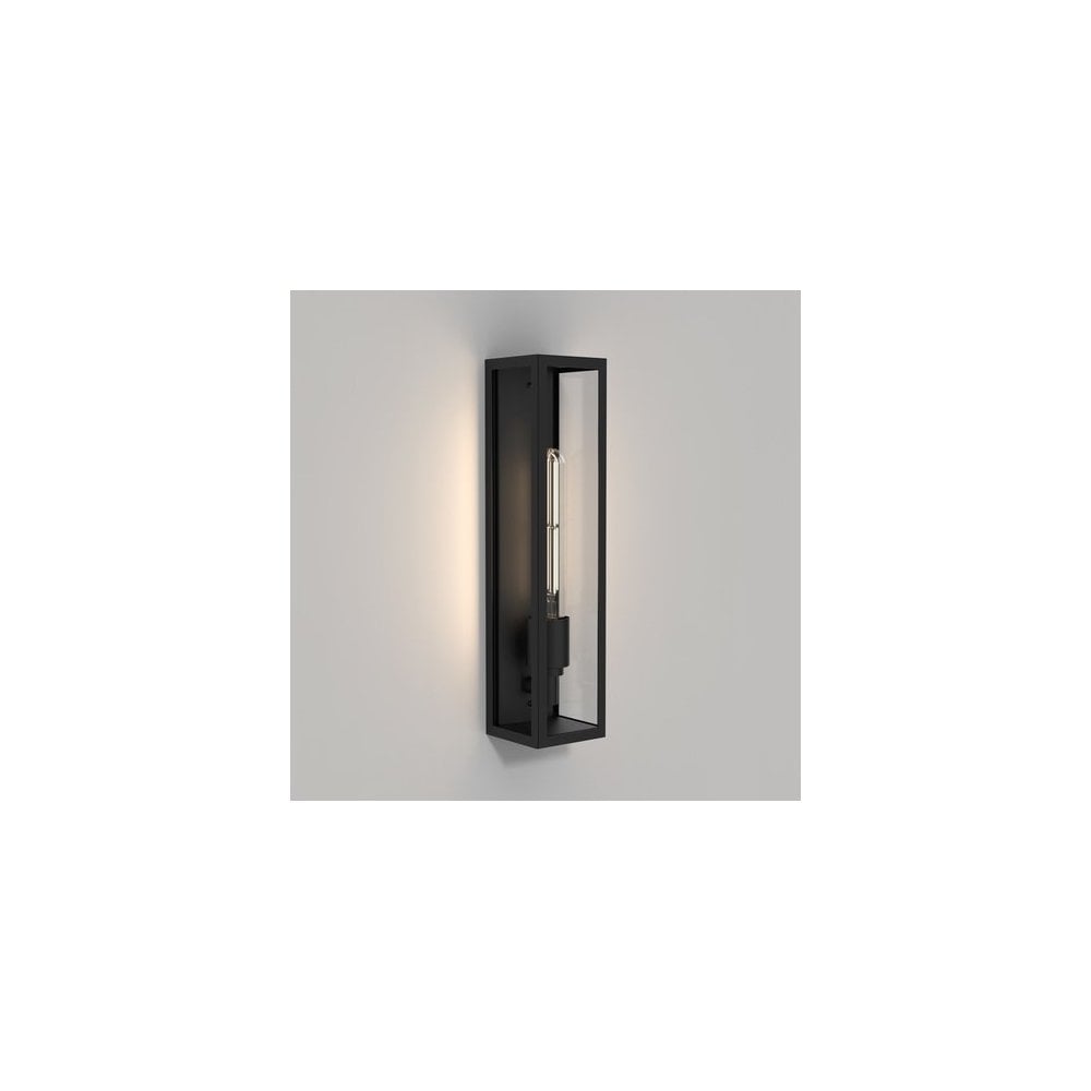 Sleek Matte Black Wall Lantern Light, 350mm Height