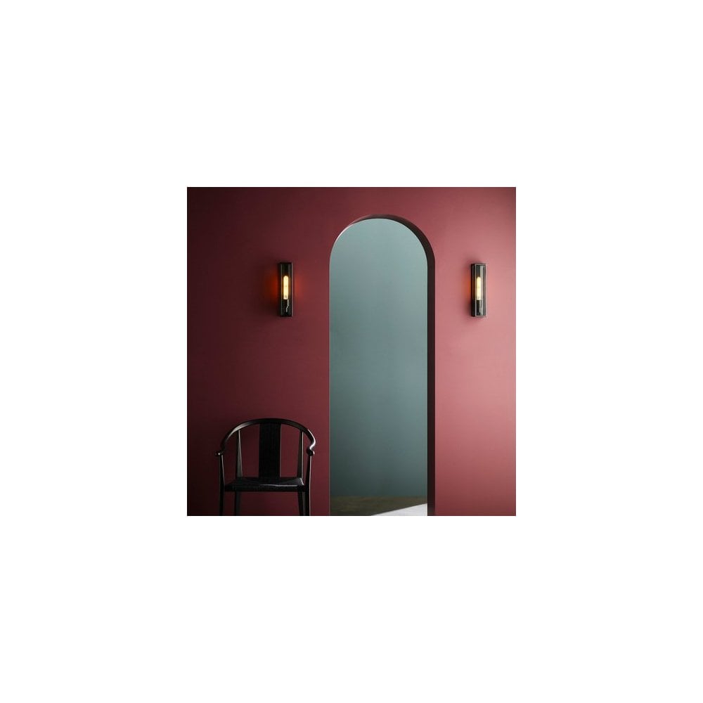 Sleek Matte Black Wall Lantern Light, 350mm Height