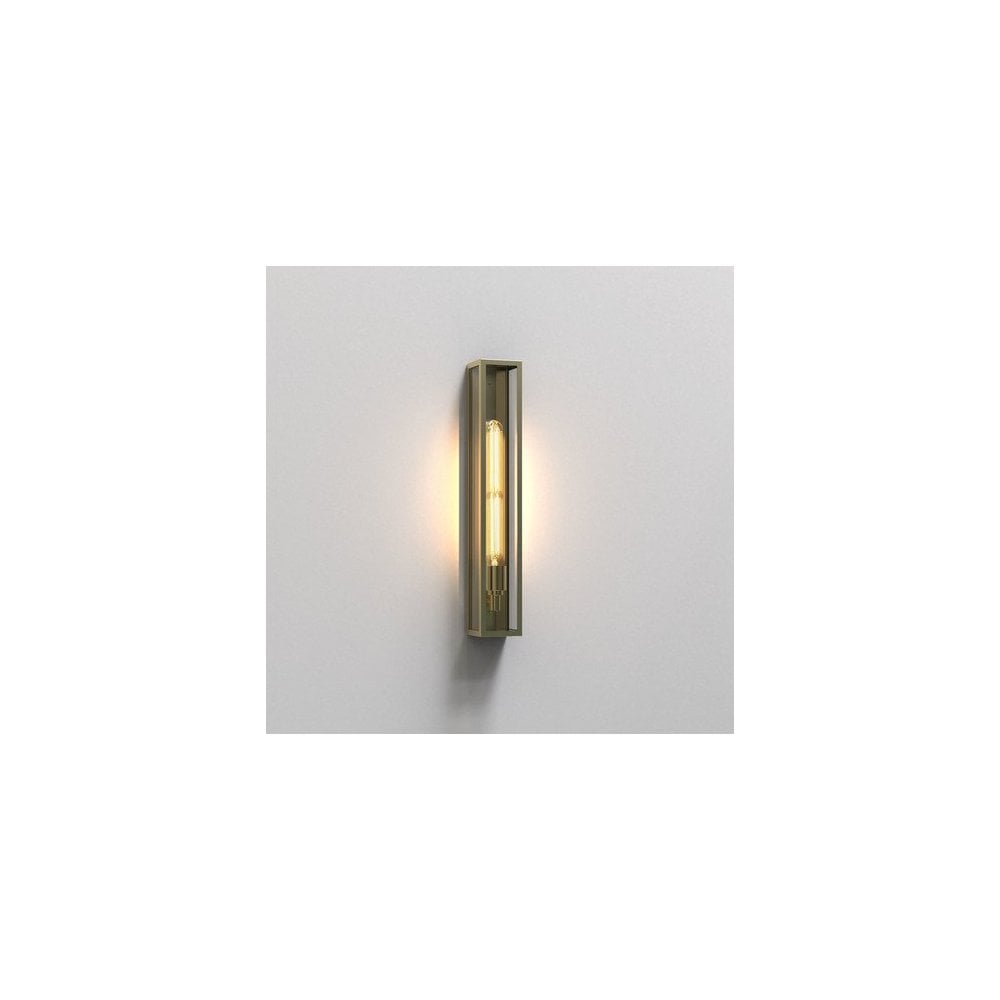 Harvard Rustic Brass 500mm Box-Style Wall Light
