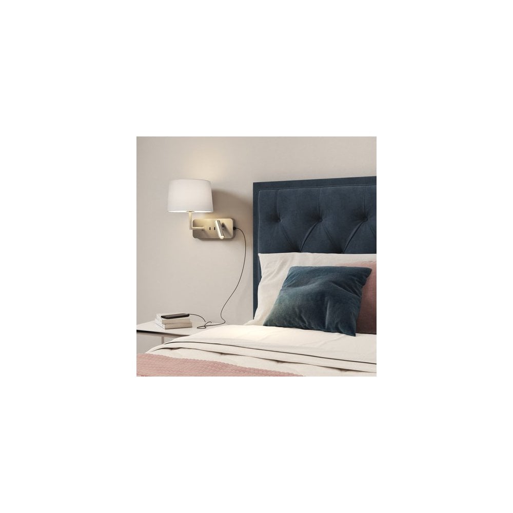 Elegant Bronze Dual Light Wall Fixture with USB Port