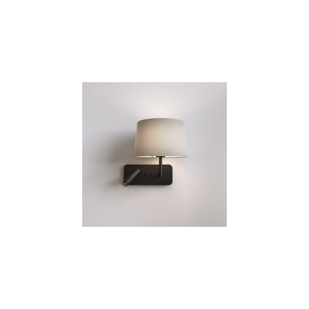Dual Illumination Grande USB Matt Black Wall Light
