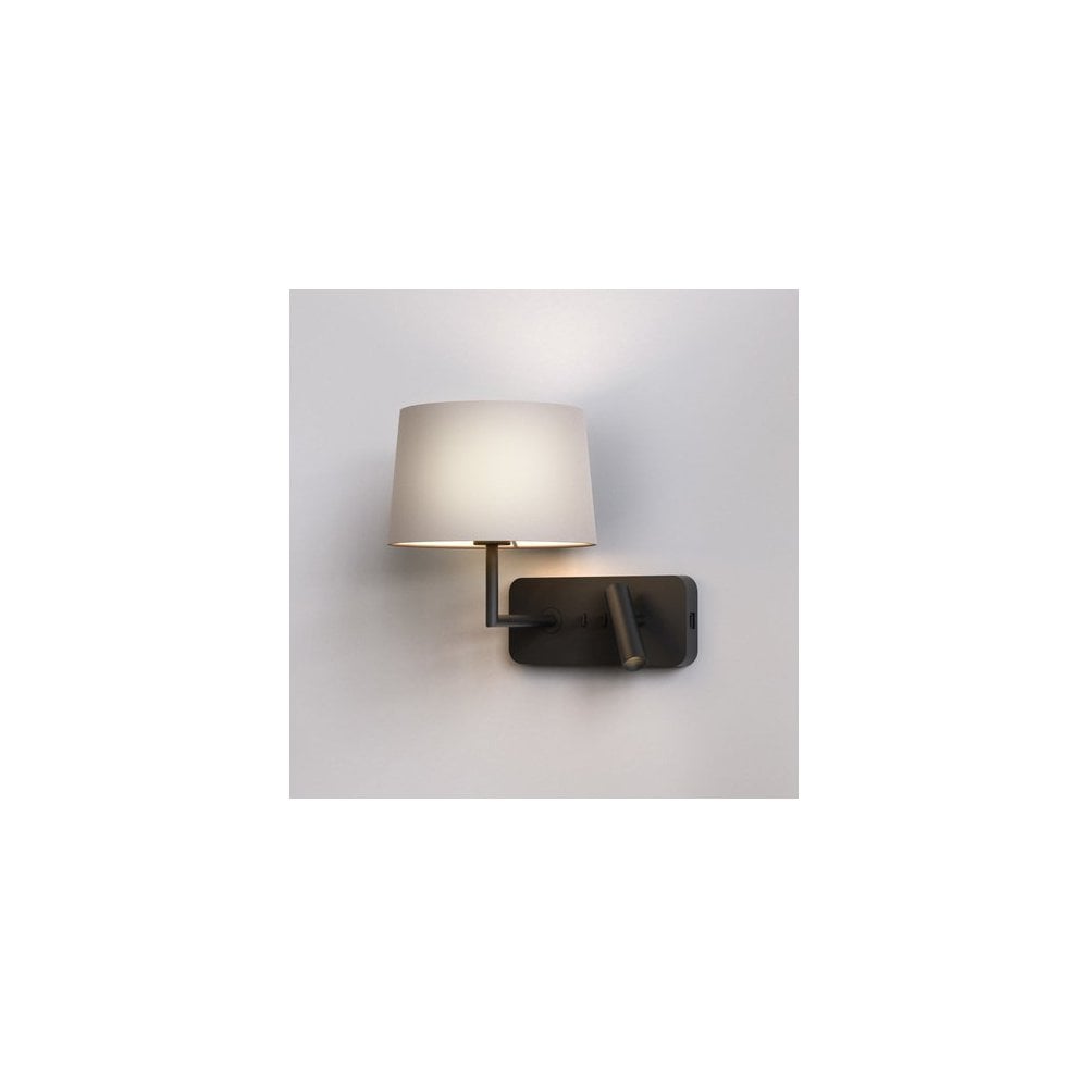 Dual Illumination Grande USB Matt Black Wall Light