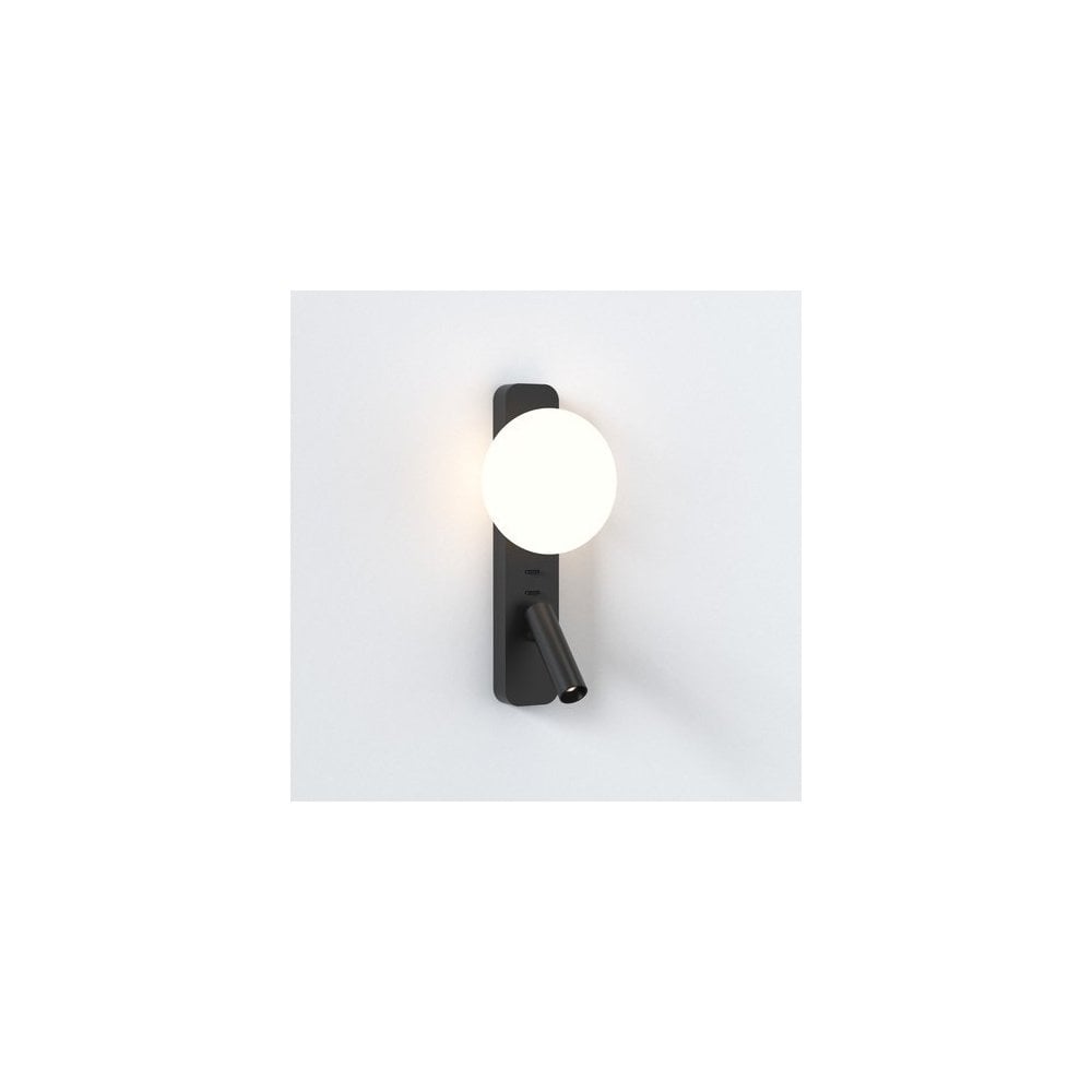 Sleek Zeppo Wall Light with Globe in Matte Black Finish