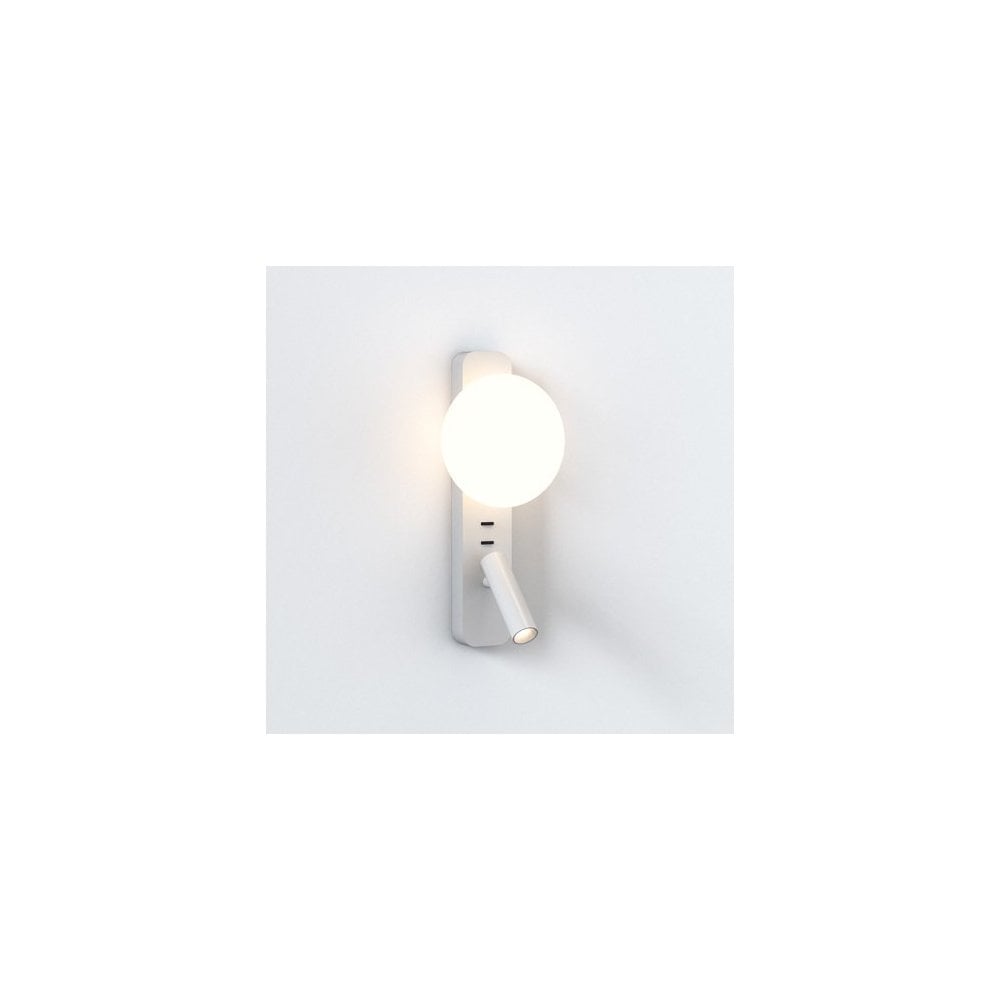 Zeppo Matt White Reading Light with Globe Accent