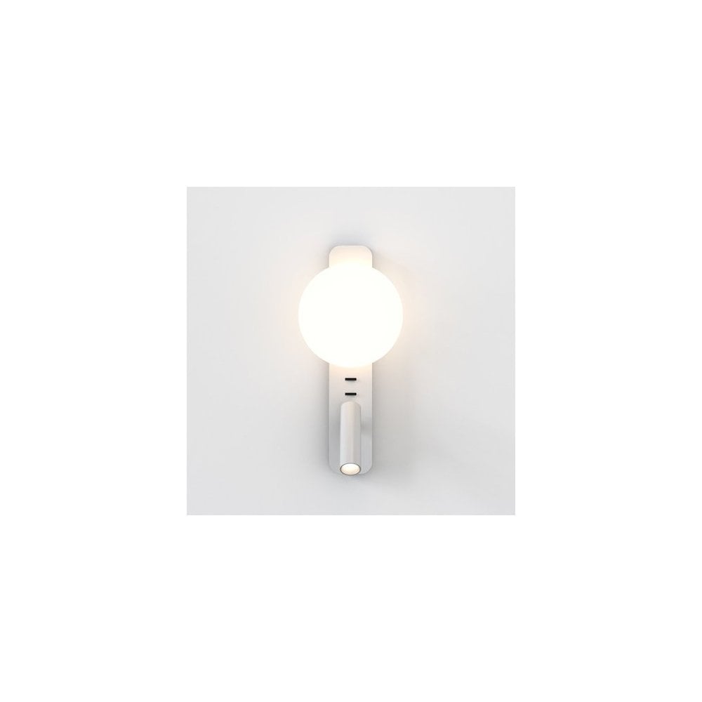 Zeppo Matt White Reading Light with Globe Accent